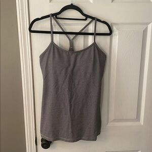 Lululemon Grey and White Striped Racerback Power Y Tank Top